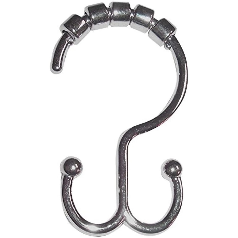Zenith Double Roller shower hooks set of 12 rust resistant chrome finish
